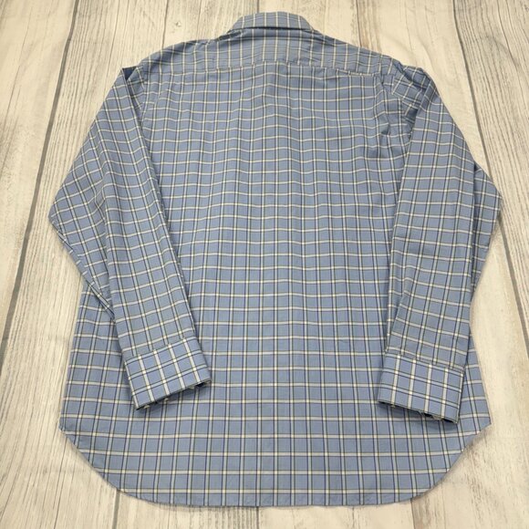 Tailorbyrd Button Down Shirt L Blue Plaid Flip Cuffs Mens - Picture 4 of 11